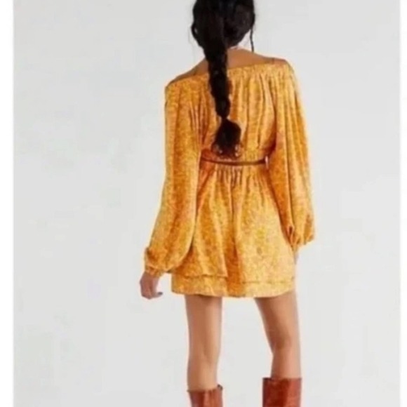 New! Free People Women's Jael Floral Cutout Mini Dress Size XS Yellow 13394 - Picture 3 of 16